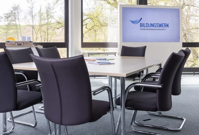 Moderner Tagungsraum im Haus Steinheim mit Beamer, Whiteboard und viel Tageslicht